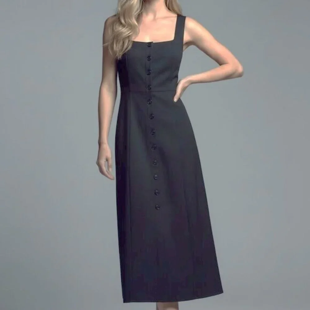NWT Rumored Mayfair Black Button-Down midi Dress 2 - Picture 1 of 7